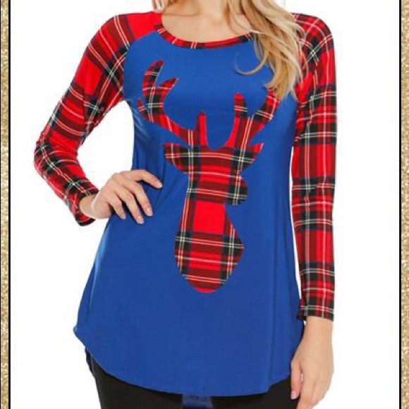 Tops - ‘Prancer’ Plaid Reindeer Top